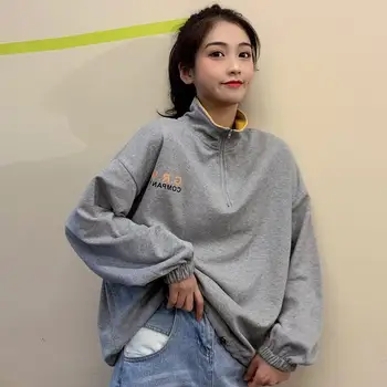 

SOUGEN Casual Hoodie Women Zip Up Hoodie Spring Autumn Long Sleeves LetterPrint Hoodies Kpop Hoodie Streetwear Women Sweatshirt