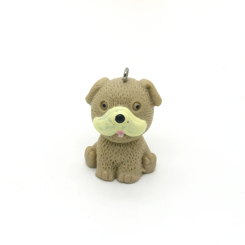 2pcs Super Cute Dog Crafts Resin Keychain Charms Diy Animal Jewelry Accessory Handmade Pet Choker Necklace Pendant Making