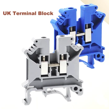 

50pcs Din Rail Screw Terminal Block UK-2.5B 3/5/6/10N Bornier Electric Wire Cable Terminals Connector Copper Morsettiera 14~8AWG