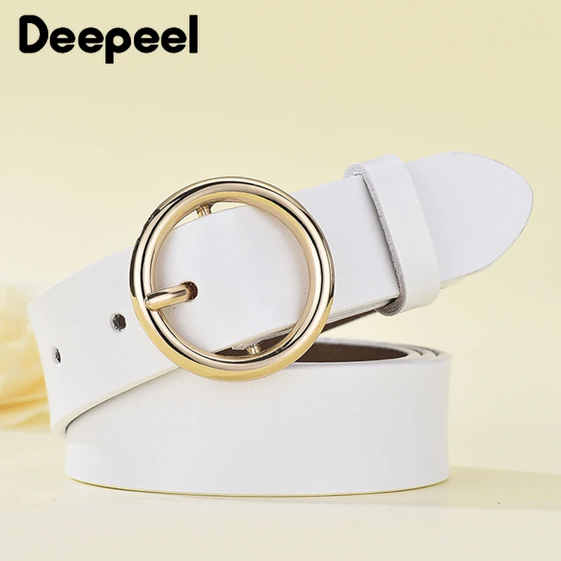 Deepeel 1 шт. 2,8 см* 105-115 см сплав круглая пряжка второй слой воловья кожа ремень для женщин Модный Дикий кожаный ремень джинсовые аксессуары