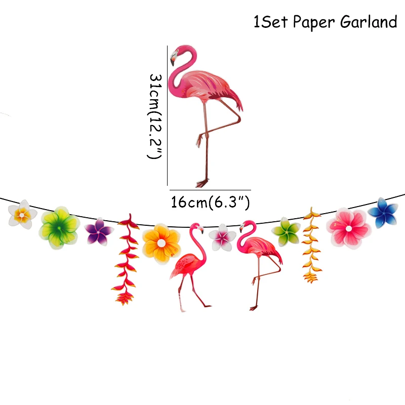 Flamingo Party Tableware Hawaii ALOHA Bunting Banner Balloon Garlands Summer Tropical Hawaiian Party Birthday Wedding Decoration 