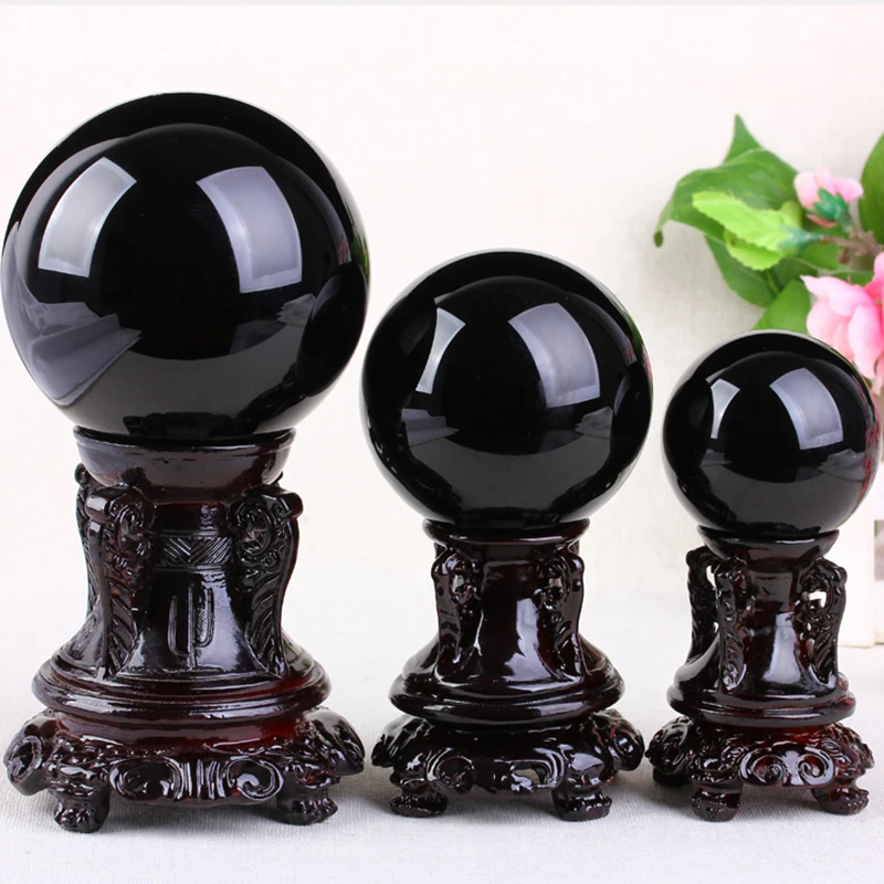 Bola de cristal de piedra Obsidiana Natural para decoración del hogar, Diviner, cristales circulares, accesorios de fotografía para boda