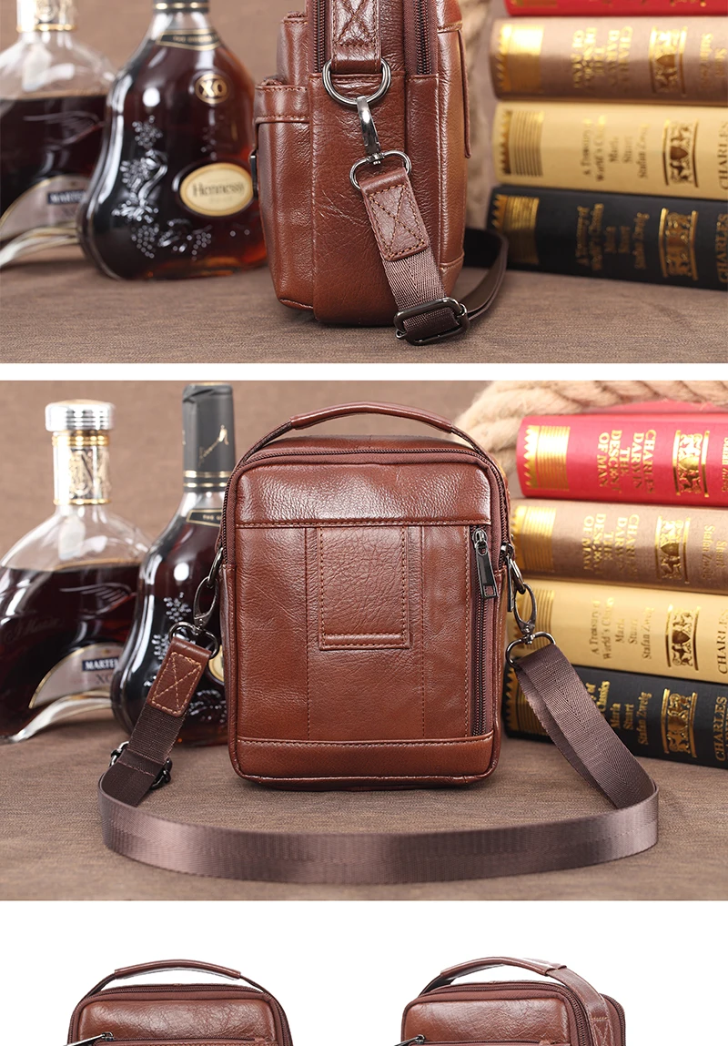 Высококачественные мужские маленькие сумки из натуральной кожи, сумка-мессенджер для путешествий, сумка для мобильного телефона с карманом на молнии, держатель для карт, мужская сумка на плечо