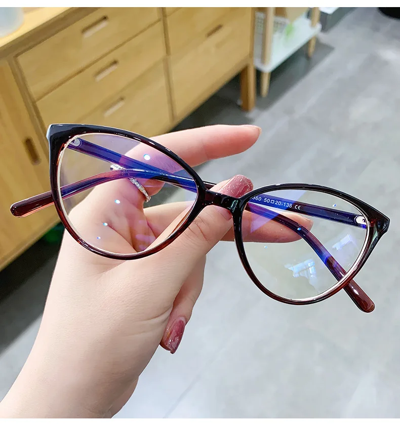 blue light blocking glasses Feishini Tiny Fake Glasses Anti Blue Light Glasses Blocking Filter Reduces Eyewear Strain Clear Eyeglasses Frame Women Cat eye reading glasses with blue light filter