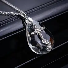 Роскошное Кристальное ожерелье с кулоном в форме капли воды, женские Стразы с крестом, цепочка с кулоном, ожерелье, свадебные ювелирные изделия для девушек