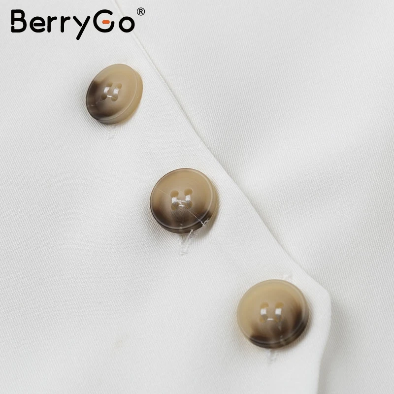 BerryGo, сексуальное женское платье средней длины с v-образным вырезом и пуговицами, элегантное женское платье с высокой талией и поясом, Осеннее женское хлопковое платье с рукавом до локтя