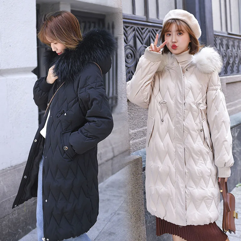 

Down Jacket Cotton-padded Clothes Women's Winter 2019 New Style South Korea Dongdaemun Large Fur Collar Long Slimming Loose-Fit