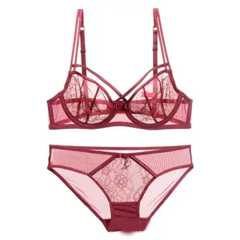 

Women Bra Sets Ultra Thin Cup Brasserie Brief Panty Underwear Sets Sexy Transparent See Thought Underwear Set Brand Lingerie Set