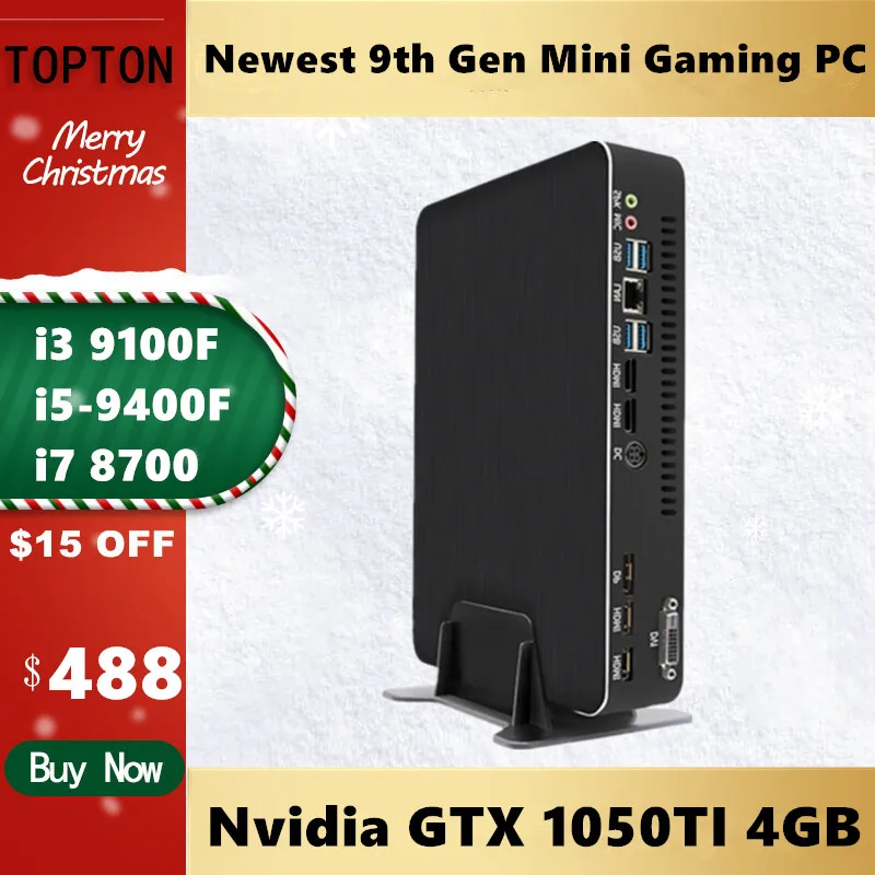 Topton мини-ПК I7 8700/i5 9400F GTX1050TI 4G Nvidia GPU Win10 Pro Barebone неттоп Linux Настольный игровой компьютер WiFi 2* HDMI2.0