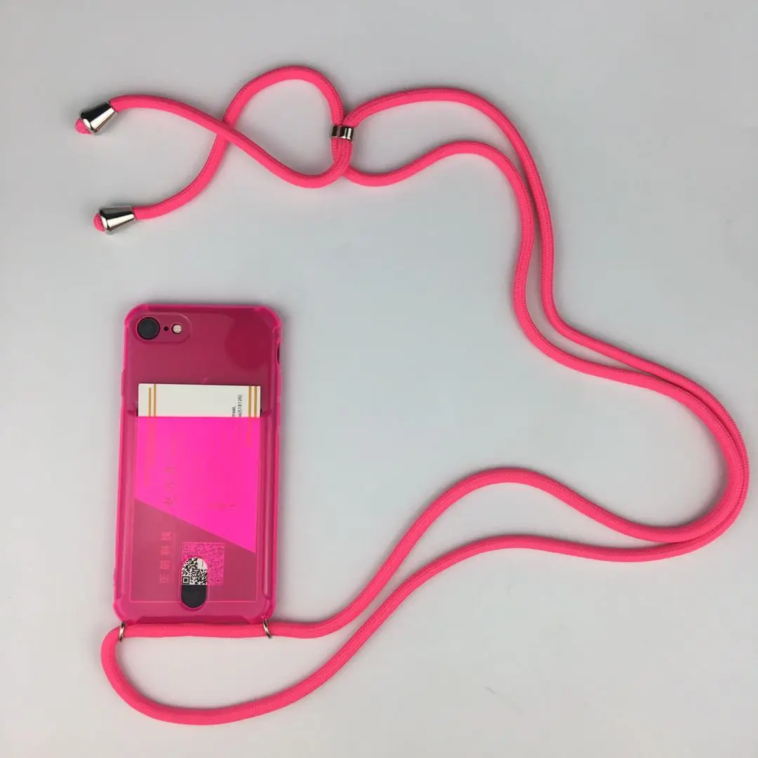 cute iphone 8 cases Crossbody Fluorescent Color Wallet Insert Card Necklace Phone Case With Lanyard Strap Rope For iPhone 11 Pro Xs Max X 6 7 8 Plus iphone 8 lifeproof case