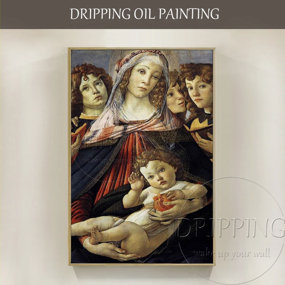 

Professional Artist Hand-painted High Quality Classical Portrait Oil Painting on Canvas Madonna of The Pomegranate Oil Painting