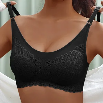 Sports Bra Women Fitness Tops Seamless Yoga Bra Lace Breathable Bralette Solid Gym Running Crop Top Sportswear Push Up Brassiere