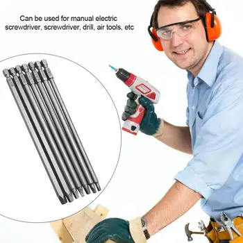 

7pcs Electric Square Screwdriver Bit Set Hex Handle 1/4\\\" Repair Tool Long 150mm Accurately Lock The Screw