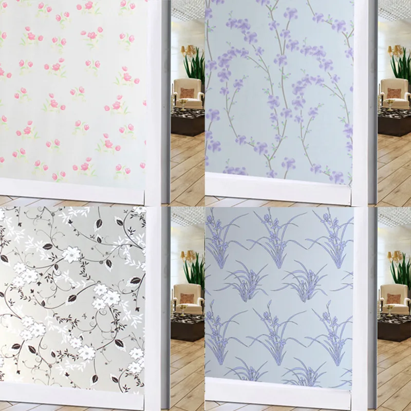 

Frosted Privacy Window Film Pattern Self-adhesive Static Cling Glass Film Anti-UV Window Sticker For Bedroom Livingroom Bathroom