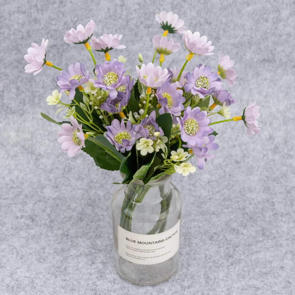 Высокое качество шелковые искусственные цветы букет для дома свадебное украшение Маленькая ромашка Искусственные цветы Пластиковые цветы для сада