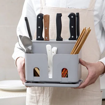 

Chopsticks Tube Kitchen Storage Box With Drain BoardMulti-Function Chopsticks Storage Box