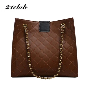 

21CLUB Brand Large capacity Fashion Diamond lattice Lady Totes Shopping Working Party Casual Female Handbags Women Shoulder Bags