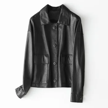 

2020 Women Spring Genuine Real Sheep Leather Jacket H10