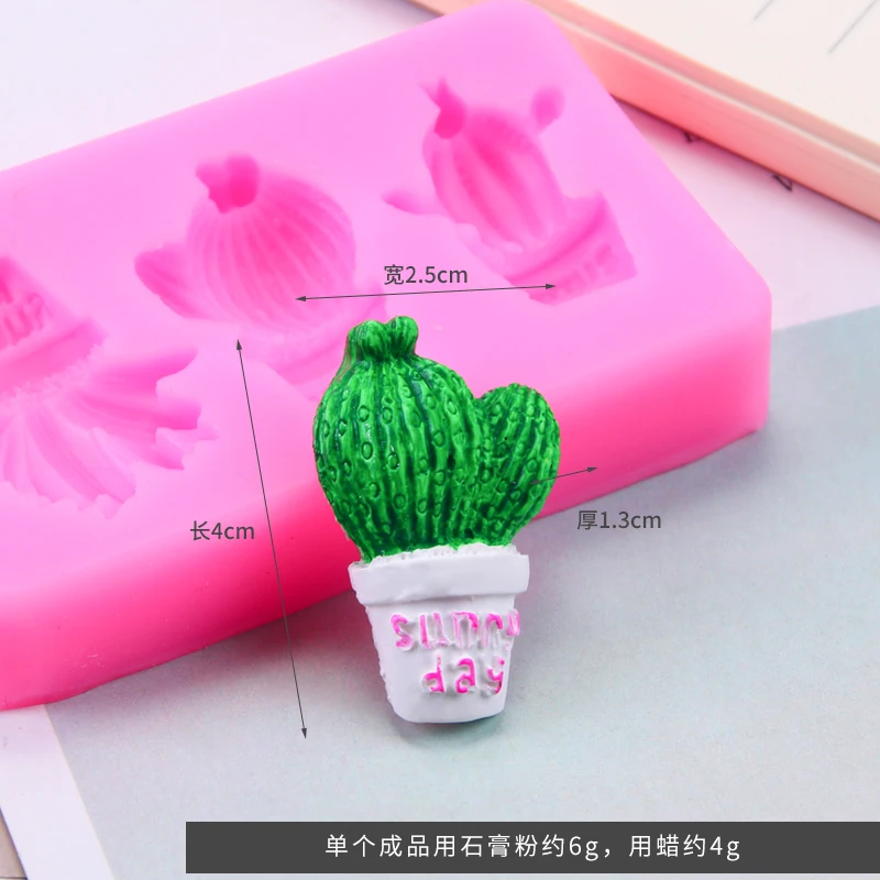 DIY Material Aromatherapy Candle Made By Ourselves Three Cactus Moulds Aromatherapy Gypsum DIY Mould Container for Candle