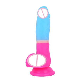 2 Size Rainbow Dildo Realistic G Spot Soft Silicone Artificial Penis Testis Small Dick Suction Cup Erotic New Sex Toy Simulation 2