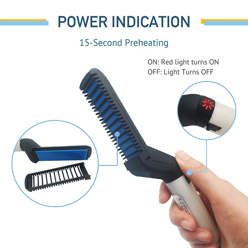 Multifunctional Electric Hair Comb Brush Beard Straightener Straightening Comb Straight Hair Curler Styling Tools Men