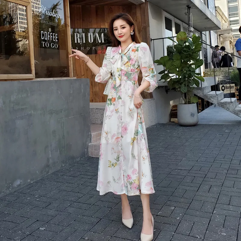 

Very Fairy of France Non-mainstream Dress 2019 New Style Summer Korean-style Chiffon Printed Fairy Skirt Hipster Skirt Women's