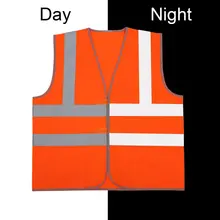 Светоотражающий флуоресцентный жилет оранжевого цвета с высокой видимостью, безопасный жилет для бега
