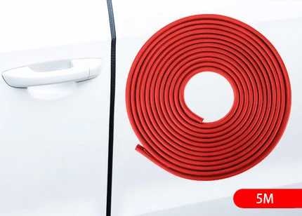 Универсальные резиновые полоски для защиты дверей автомобиля, черный, белый цвет, защита от царапин, защита от столкновений, красный цвет - Цвет: Red 5M