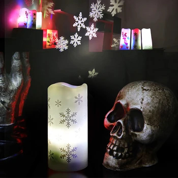 

LED Candle Projection Lamp Indoor Flash Christmas Glowing Light Ornaments Gift Sleeping Light Bedroom Bedside Table Lamp