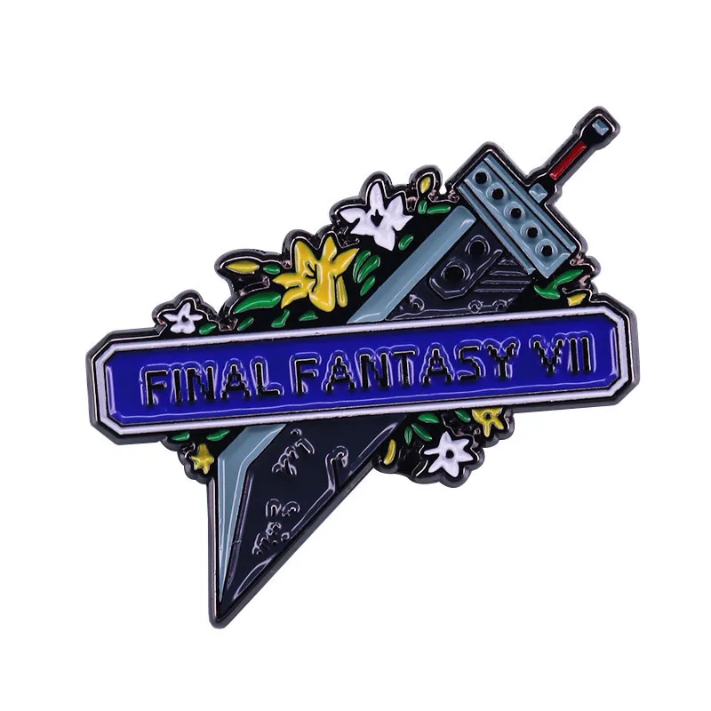 Final Fantasy VII 7 Cloud Sword Pin Enamel Brooch Lapel Badge Cosplay Gaming 