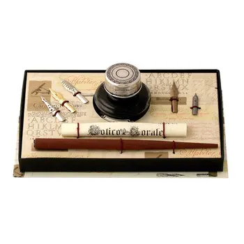 

Coles Calligraphy - Set consists of calamus, ink and 5 nibs in pewter flask pens