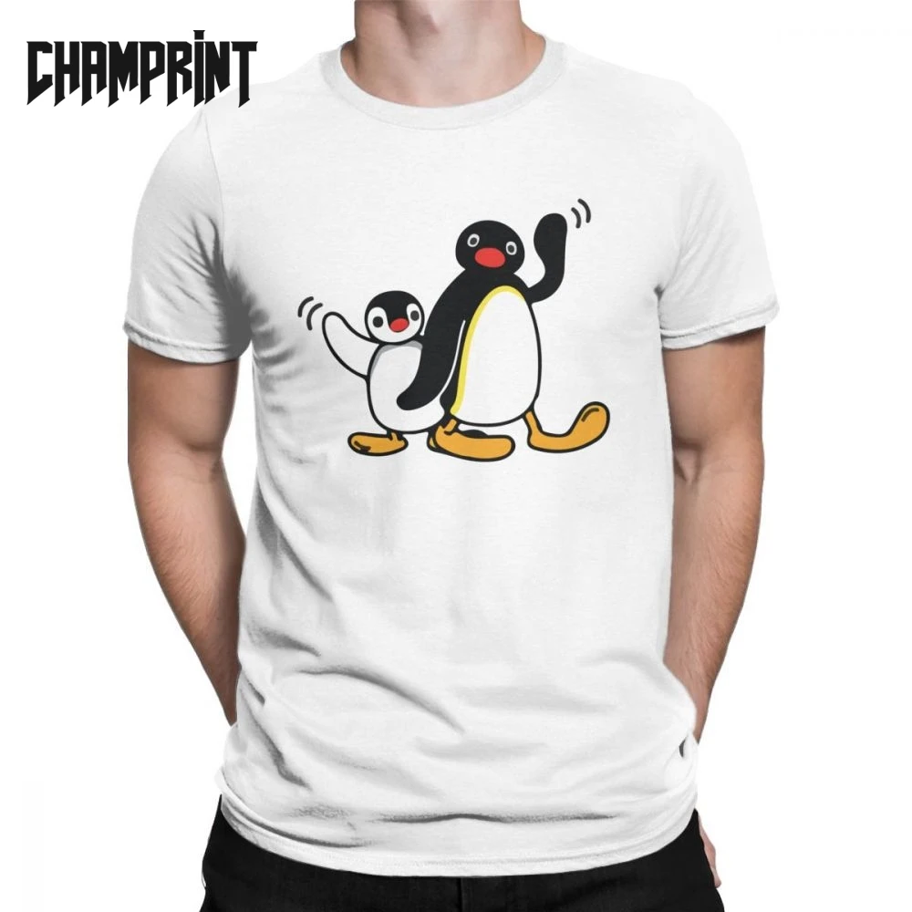 

Pingu Men's T Shirts Penguin Series Cartoon Meme Kids 80s 90s Retro Cute Funny Funny Tees Short Sleeve T-Shirts 100% Cotton