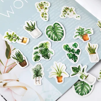 

45pcs Hug Green Plants Stickers Set Mini Succulent Potting Leaf Sticker Home DIY Decoration Diary Album Adhesive Gift E6584
