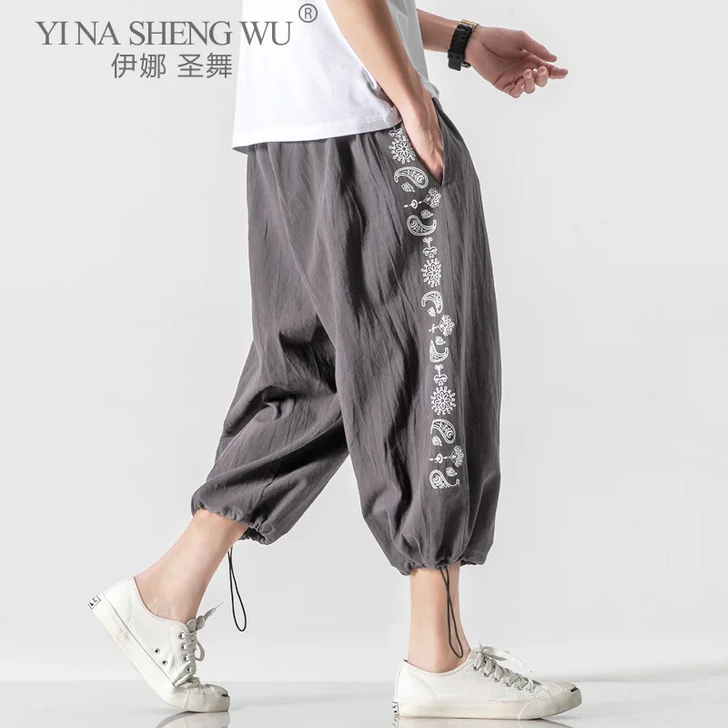 

New Fashion Mens Casual Harajuku Loose Kimono Harem Pants Summer Trousers Mens Printed Asian Pants Male Chinese Style Pants 5XL