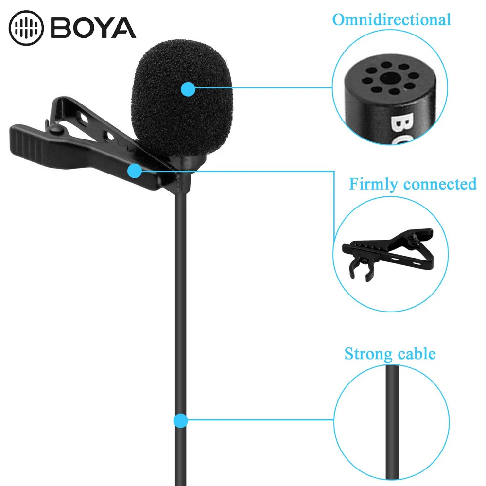 BOYA BY-LM20 Pro 3,5 мм Клип Спорт Externe Microfoon всенаправленный зажим микрофон мини USB Voor GoPro Hero 4 3+ 2 видео