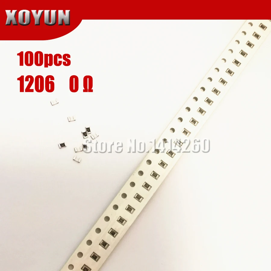 100 шт. 1206 SMD резистор 1% 0 ohm Резистор проволочного чипа 0,25 W 1/4W 0R