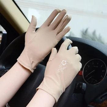 

1Pair Fashion Summer Women's Spandex Short Elastic Embroidered Sunscreen Gloves Female UV-Proof Sun Protection Driving Gloves
