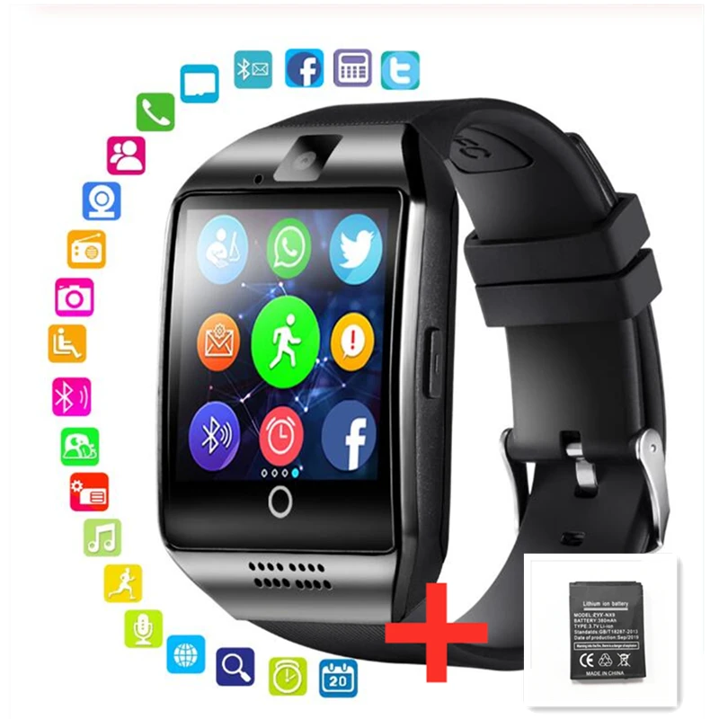 Bluetooth Смарт спортивные часы Q18 с камерой Facebook Whatsapp Twitter Синхронизация SMS Smartwatch поддержка sim-карты TF для IOS Android