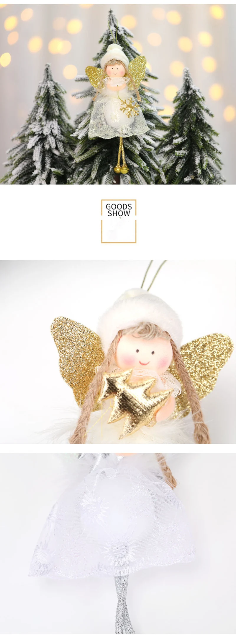 Новая необычная Рождественская елка Ангел кружева кукла кулон каваи Золотой Ангел Кукла Рождественская вечеринка украшение для дома год