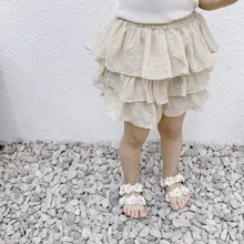 Детская одежда для маленьких девочек; 19; летняя одежда; новые стильные брюки из хлопка и льна; дышащие шорты; юбка-брюки; модная детская одежда