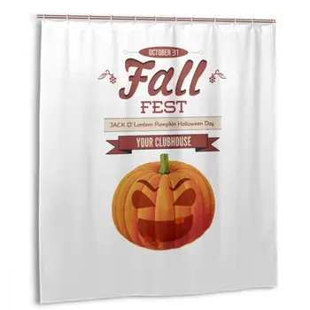 

CHARM HOME JACK O' Lantern Pumpkin Halloween Day Plastic Shower Curtain 66x72 In Customized Bathroom Waterproof Polyester