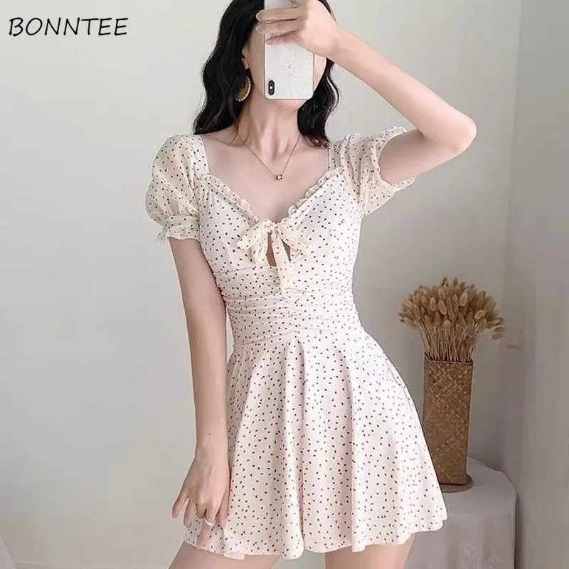 Женская накидка с оборками коротким рукавом эластичная бантом в горошек мягкая