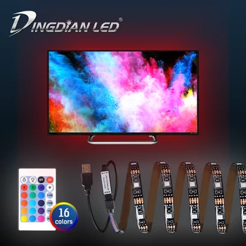 

USB RGB LED Strip DC5V 3Meters 16 Colors Remote Control Color Changing TV LED Strip for Living room Decoration Easy to install