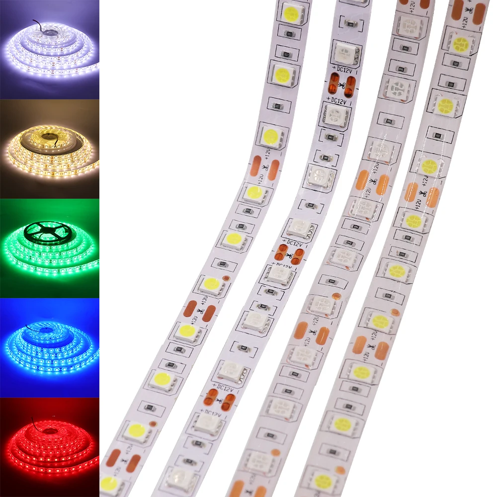 DC 12V 24V RGB RGBW RGBCCT LED Strip White / Warm IP21 IP65 IP67 60leds/m 5050 Flexible Tape Light Lamp 5m | Освещение