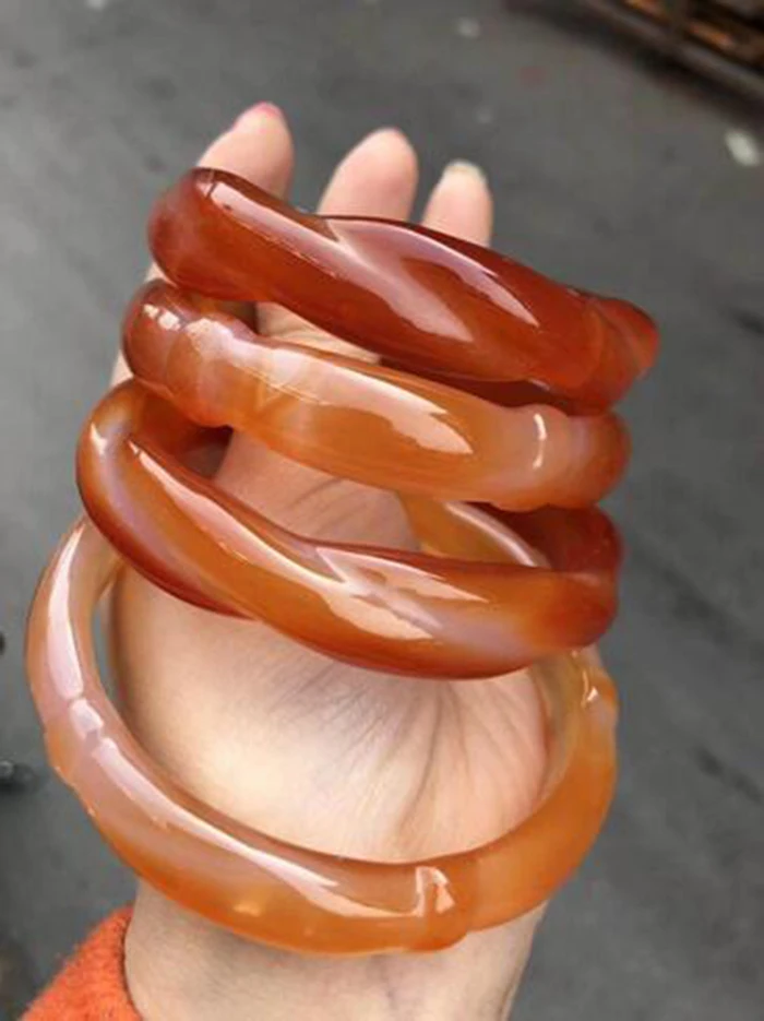 Natural red agate bamboo bracelet female send mother friend old man