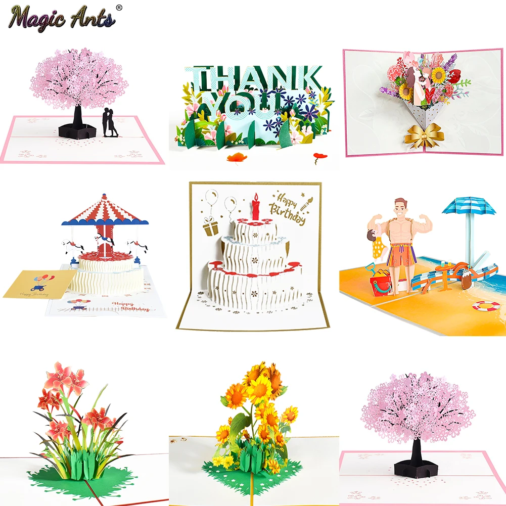 Anniversary Gifts Postcard Birthday-Card Flowers Wedding-Invitations Cherry-Tree 3D Maple