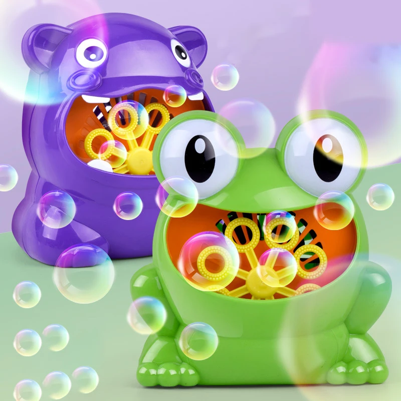 

Full Automatic Bubble Machine Frog-Shape Children Toy For Boys Girls Safe And Durable Bubbles With 8 Bubble Blowing Wands