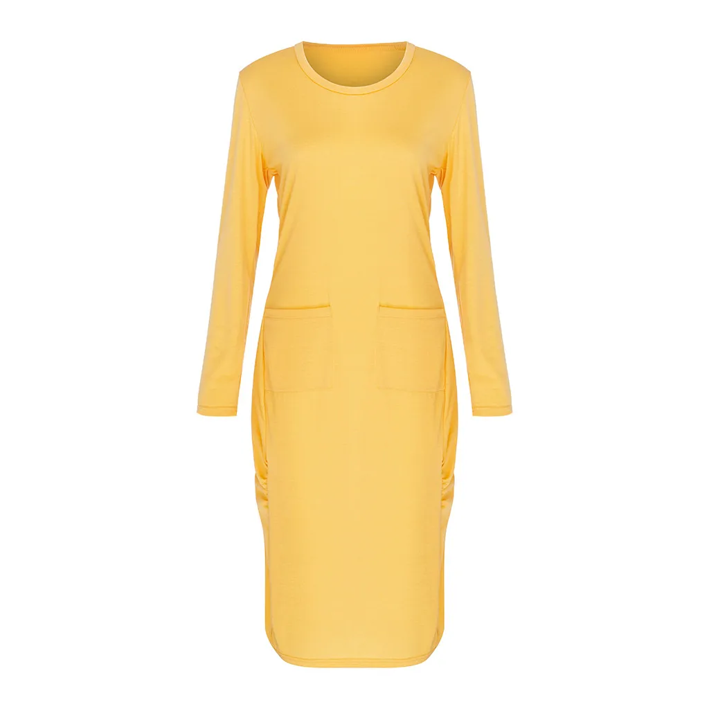 Платье женское ropa mujer vestidos de verano платья vestidos verano mujer robe femme plus повседневное однотонное XL-5XL с длинными рукавами Z4