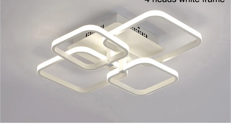 Современные потолочные светильники, прямоугольная Светодиодная лампа для гостиной, спальни, акриловая черная/белая окрашенная рамка, потолочные светильники