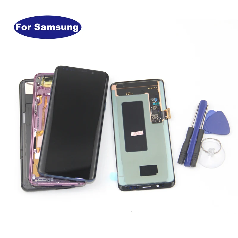 

SUPER AMOLED Replacement for SAMSUNG Galaxy S9 LCD Touch Screen Digitizer with Frame S9 Plus LCD G960 G965 with Frame